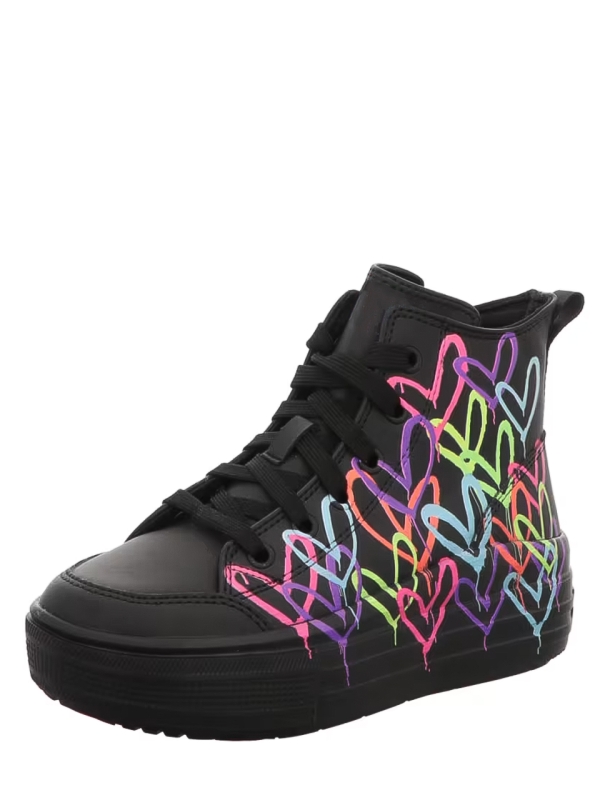 Girls Leather Sneakers with Zip Fastener