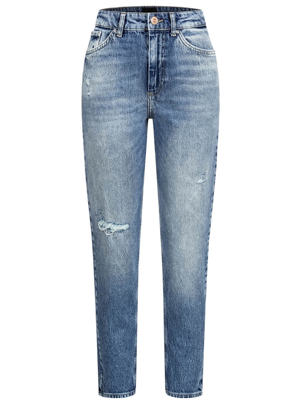 High-Waist Ripped Jeans Blue