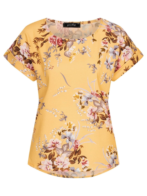 Top with Flower Print Yellow